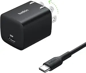 Belkin Usb C Charger Block 25w - Usb C Cable Included – pd3.0 Pps Fast Charging For Samsung Galaxy s26, Apple Iphone 17,Air, Pro, Pro Max, Airpods, Google Pixel 9, Nintendo Switch, Etc - Black