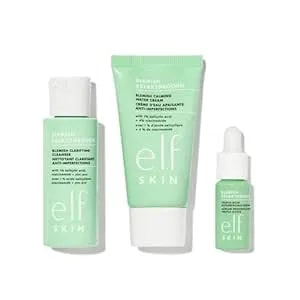 E.L.F. Skin Blemish Breakthrough Blemish Control Basics Kit, Travel-Size Acne Skincare Routine, Cleanser, Serum & Moisturizer, Vegan & Cruelty-Free