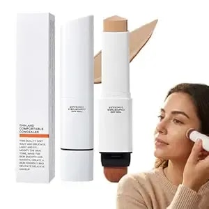 2 In 1 Color-Changing Foundation Stick, Portable Dual-Ended Full Coverage Cream Foundation Stick With Brush, Hydrating Long-Lasting Makeup For All Skin Types (02# Natural)