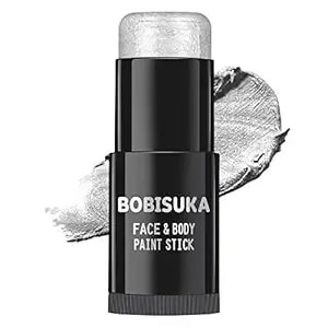 Bobisuka Silver Face Paint Stick, Waterproof Metallic Silver Full Body Paint Sticks, Blendable Painting Kit For Halloween Makeup Sfx Cosplay Special Effects Parties Cosplay Costume Stage