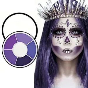 6 Color Purple Face Paint Palette, Professional Body Paint Violet Makeup, Washable Formula, Vibrant Purple Face & Body Paint For Halloween, Cosplay Sfx, Dress Up Part