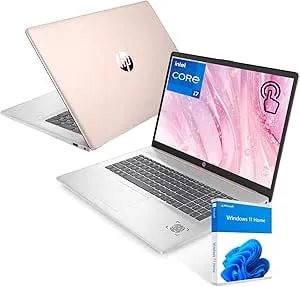 Hp Essential 17t Laptop, 17.3"" Hd+ Touchscreen, Intel Core i7-1355u, 32gb Ram, 1tb Ssd, Webcam, Hdmi, Backlit Keyboard, Fingerprint Reader, Wi-Fi 6, Windows 11 Home, Pale Rose Gold, Tpn-i139