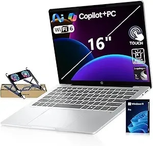 Hp Omnibook 5 16" Fhd+ 1920 * 1200 Pro Ai Laptop, Copilot+ Pc With 45 Tops Npu, Qualcomm Snapdragon X Plus x1p-42-100, 32gb lpddr5x Ram, 1tb Ssd, All-Day Battery Life, w11p, Bundle With Pco Cooler