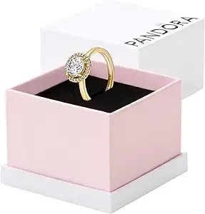 Pandora Sparkling Round Halo Ring - Statement Or Promise Ring For Women - Gift For Her - Jewelry For Women Shine 14k Gold With Clear Cubic Zirconia - With Gift Box