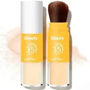 Mineral Powder Sunscreen For Face Scalp & Hair,Spf 35 Brush On Sunscreen Setting Powder,Translucent Powder,Travel Size Sunscreen,Beach Essentials,Oil Control Natural Matte Finish(#01 Translucent)