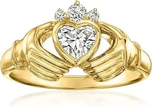 Ross-Simons 0.63 Ct. T.W. Lab-Grown Diamond Claddagh Ring In 18kt Gold Over Sterling