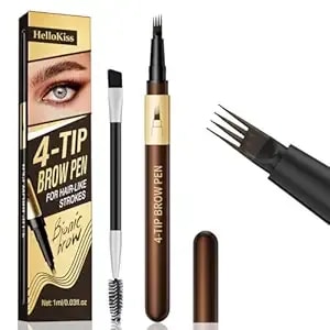 w3w Microblading Eyebrow Pencils For Women - Eyebrow Pen With 4-Fork-Tip Waterproof Brow Pencil Create Natural Hair-Like Brows, Last All Day, Microblading Eyebrow Pen That Looks Like Hair, Brown