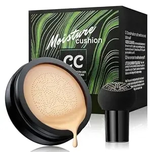 Mushroom Head Air Cushion Cc Cream - Tattoo Cover Up Bb Cream Face Makeup Foundation, Moisturizing Concealer Brighten Long-Lasting, Even Skin Tone For All Skin Types (Natural)