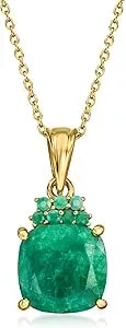 Ross-Simons 5.70 Ct. T.W. Emerald Pendant Necklace In 18kt Gold Over Sterling. 18 Inches
