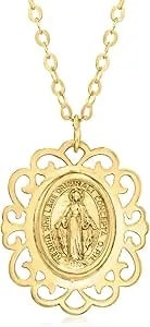 Ross-Simons Italian 14kt Yellow Gold Miraculous Medal Pendant Necklace