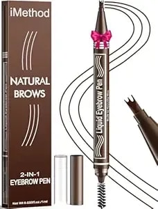 Imethod Microblading Eyebrow Pen - Eyebrow Pencil 2-In-1 Dual-Ended Eye Brow Pencils For Women With 3-Fork-Tip And Spoolie Brush Create Natural Hair-Like Defined Brows, Last All-Day, Dark Brown