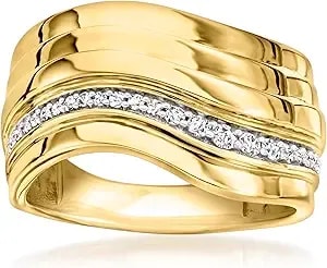 Ross-Simons 0.15 Ct. T.W. Diamond Wavy Ring In 18kt Gold Over Sterling