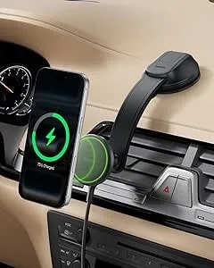 Belkin Wireless Car Charger, Magsafe Phone Holder & Car Dash Mount W/ 1m Usb C Cable, qi2 Magsafe Compatible Fast Charging Iphone Charger For Iphone 17, Galaxy s26, Pixel 10, Road Travelers, Black