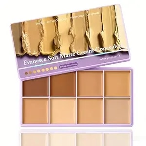 Dulele 8colors Cream Concealer Foundation Palette, Soft Matte Cream Foundation Long-Wearing Smudge Blendable Full Coverage Makeup And Corrector For Dark Circles Acne & Redness, Acne, Blemish