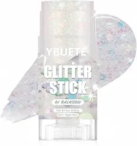 Ybuete Rainbow Face And Body Glitter Stick For Sparkling Makeup, Hair Glitter Accessories For Women, Highlighting Stick For Fairy Dust Makeup, Cheerful Face Glitter For Festive Parties And Carnivals