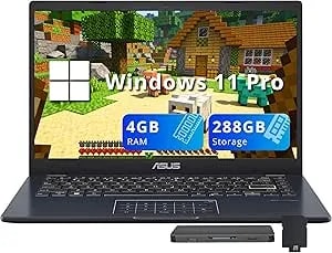 Asus Vivobook Go 14" Fhd Laptop, Intel Celeron n4500, 4gb Ram, 288gb Storage (128gb Emmc+160gb Docking Station Set), Intel Uhd Graphics, Number Pad, Hd Camera, Wi-Fi 5, Windows 11 Pro, Star Black