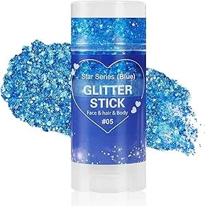Mysense Blue Face Hair Body Glitter Stick,4th Of July Accessories And Outfits For Women Girls Kids,Usa Flag Makeup For Independence Day Memorial Day Veterans Day,Festival Rave Accessories