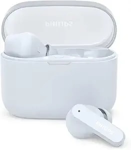 Philips t2000 True Wireless Bluetooth Earbuds - 14 Hours Play Time, Natural Sound, Clear Calls, Dynamic Bass, ipx4 Water Resistant, Blue
