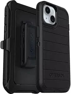 Otterbox Iphone 16e, Iphone 15, Iphone 14, & Iphone 13 (Only) - Defender Series Case - Black - Rugged & Durable - With Port Protection - Holster Clip Includes - Microbial Defense Protection