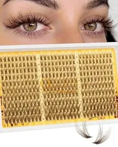 Quewel Lash Clusters Wispy Eyelash Clusters 300 Pcs Natural Cluster Eyelash Extensions C Curl, Mixed Length 10-16mm Diy Individual Lashes Cluster At Home For Countless Stunning Looks (qu45-Brown)