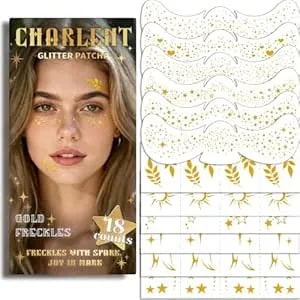 Charlent Glitter Freckles Face Tattoos - 36pcs Gold Sparkle Freckles Temporary Makeup Patches For Women Parties, Festivals,Daily Makeup Accessories