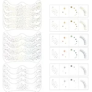 36 Pcs Glitter Freckles Face Tattoo,Body Face Glitter Sparkle Freckles Patches For Women,Temporary Tattoo Glow Up Patches Makeup Accessories For Festival Concert Rave Accessories