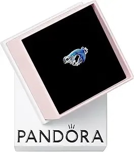 Pandora Metallic Blue Gecko Charm - Gift For Her - Compatible With Pandora Moments - With Gift Box - Sterling Silver With Enamel & Man-Made Crystals