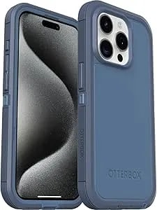 Otterbox Iphone 15 Pro (Only) - Defender Series Xt Case - Baby Blue Jeans (Blue) - Screenless - Lanyard Attachment - Microbial Defense Protection - Non-Retail Packaging