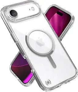 Speck Presidio Perfect Clear For Iphone 17 Air Case, Magsafe-Compatible, Slim Protective Case, Clear/Clear/Silver