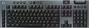 Logitech g915 X Lightspeed Low-Profile Wireless Gaming Keyboard, Double-Shot Pbt Keycaps, Fully Programmable Keys, Rgb Backlighting, Sleek Aluminum Finishing, Gl Red Linear Switches - Pc/Mac - Black