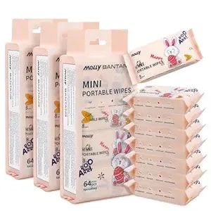 Wet Wipe Travel Size, Mini Makeup Wipes, Easy Portability, Skin-Friendly Ingredients, 24 Pack Total 192 Wipes, Pink