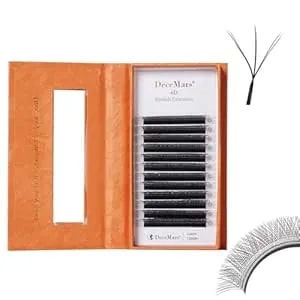 Decemars 6d W Shape Eyelash Extensions 0.07mm Thickness D Curl 15mm Fanned Fluffy Lashes Premade Volume Natural Matte Black False Eyelashes Cluster Makeup Supplies (6d-0.07-D-15mm)