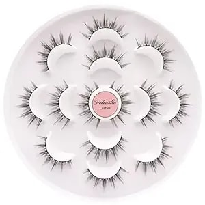 Veleasha Manga Lashes Spiky False Eyelashes 100% Handmade Eyelashes Anime Fake Lashes Lightweight Wispy Lashes 7 Pairs Pack (6d75)