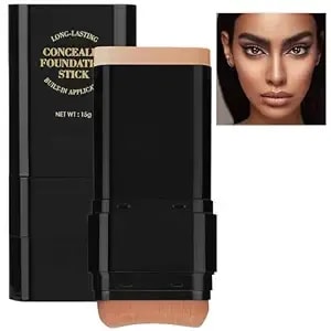 Foundation Stick, 2 In 1 Dual-Ended Long-Lasting Concealer Stick With Brush - Korean Concealer Stick Foundation, Full Coverage Korean Foundation, Tattoo Cover Up Makeup, Matte Finish(05deep Wheat)