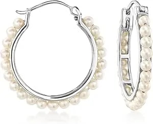 Ross-Simons 3-3.5mm Cultured Pearl Hoop Earrings