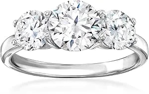Ross-Simons 2.00 Ct. T.W. Cz 3-Stone Ring In Sterling Silver