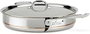 All-Clad Copper Core 5-Ply Stainless Steel Sauté Pan With Steel Lid 6 Quart Induction Oven Broiler Safe 600f Pots And Pans, Cookware Silver