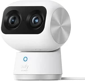 Eufy Security 4K Indoor Camera S350-No Subscription, Dual Cameras,8× Zoom,360° Pan &Tilt, Work As Pet Camera,Nanny/Elder/Baby Monitor,AI Auto-Tracking, Human/Pet Detection, 2.4G/5G Wi-Fi