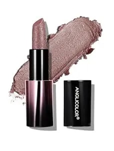 Anglicolor Metallic Nude Lipstick For Subtle 3d Shimmer Effect,Glitter Pink Lipstick,Light Cream Formula For Moisturized Lips,Non-Sticky,Music Festival Party Stage Makeup (02 Pearlized Rosewood)