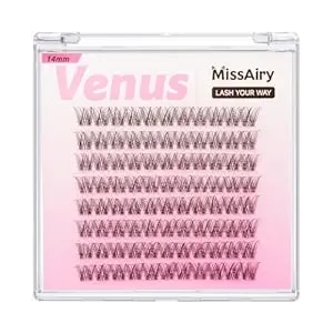 Venus Lash Clusters Short 14mm D Curl Natural Lash Clusters Wispy Eyelash Clusters Eyelash Extensions Beginner-Friendly Diy Lash Thin Invisible Lash Band By Missairy(Only Lashes Venus 14mm)