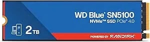 Wd Blue sn5100 2tb Nvme Ssd - M.2 2280, Pcie Gen 4.0, Internal Solid State Drive - Read Speeds Up To 7,100mb/S, Upgrade Storage For Pc/Laptops - wds200t5b0e