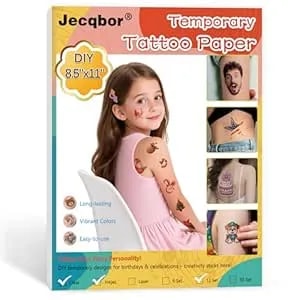 Printable Temporary Tattoo Paper For Inkjet Printer, Custom Tattoo Sticker 8.5"x11", Diy Personalized Long-Lasting Clear Transfer Paper For Kids, Family, Women, Halloween, Birthday, Parties, Christmas