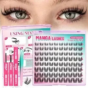 Manga Lash Clusters Kit Bunny Eyelash Clusters For Working Or Party Natural C Curl Lashes Cluster Kit With Thin Clear Band And Waterproof White Lash Glue And Gorgeous Tweezers For Diy Lovers (Ciel)