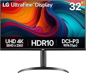 Lg 32ur550k-B 32-Inch Ultrafine 4k Uhd (3840 X 2160) Computer Monitor, hdr10, 60hz, Hdmi, Displayport, Tilt/Height/Pivot Adjustable Stand, Black