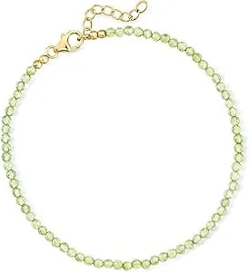 Ross-Simons 14.00 Ct. T.W. Peridot Bead Anklet In 18kt Gold Over Sterling. 9 Inches