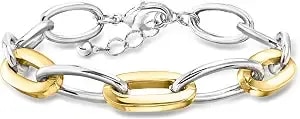 Ross-Simons Silver And 14kt Gold-Plated Link Bracelet. 7 Inches