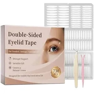 Eyelid Tape For Hooded Eyes Invisible – Double-Sided Eyelid Lift Strips For Sagging, Uneven, And Monolid Eyelids, Natural Everyday Look, 730 Count