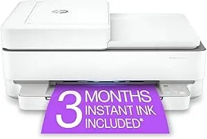 Hp Envy 6455e Wireless Color Inkjet Printer, Print, Scan, Copy, Easy Setup, Mobile Printing, Best-For-Home, 3 Month Instant Ink Trial Included, White
