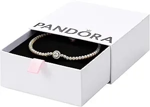Pandora Timeless Sparkling Halo Tennis Bracelet - 14k Gold Plated Unique Metal Blend And Cubic Zirconia - Jewelry For Women - Includes Gift Box