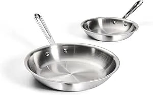 All-Clad d3® Stainless Steel 8 And 10 Inch Frying Pans Set - Made In The Usa- The Original Bonded Professional Cookware- Oven Safe & Induction Compatible